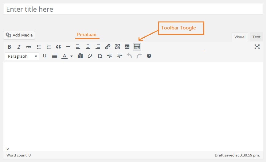 Wordpress Admin - Dashboard - Add New Post - Visual Mode - Complete
