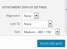 Wordpress Admin - Dashboard - Posts - Add Image - Popup - Upload - Display Setting